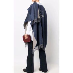 EUC Like New SagHarbor Front Button Fringe Poncho Sweater